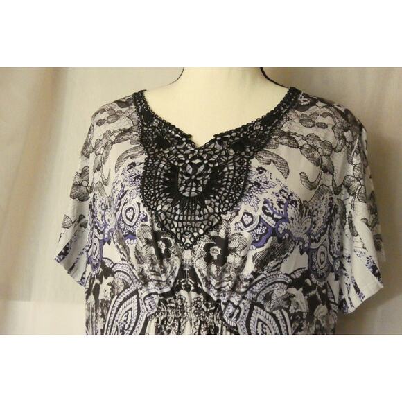 World Unity Women's Blouse Large Tunic Artsy Asymetrical Crochet - Picture 2 of 8